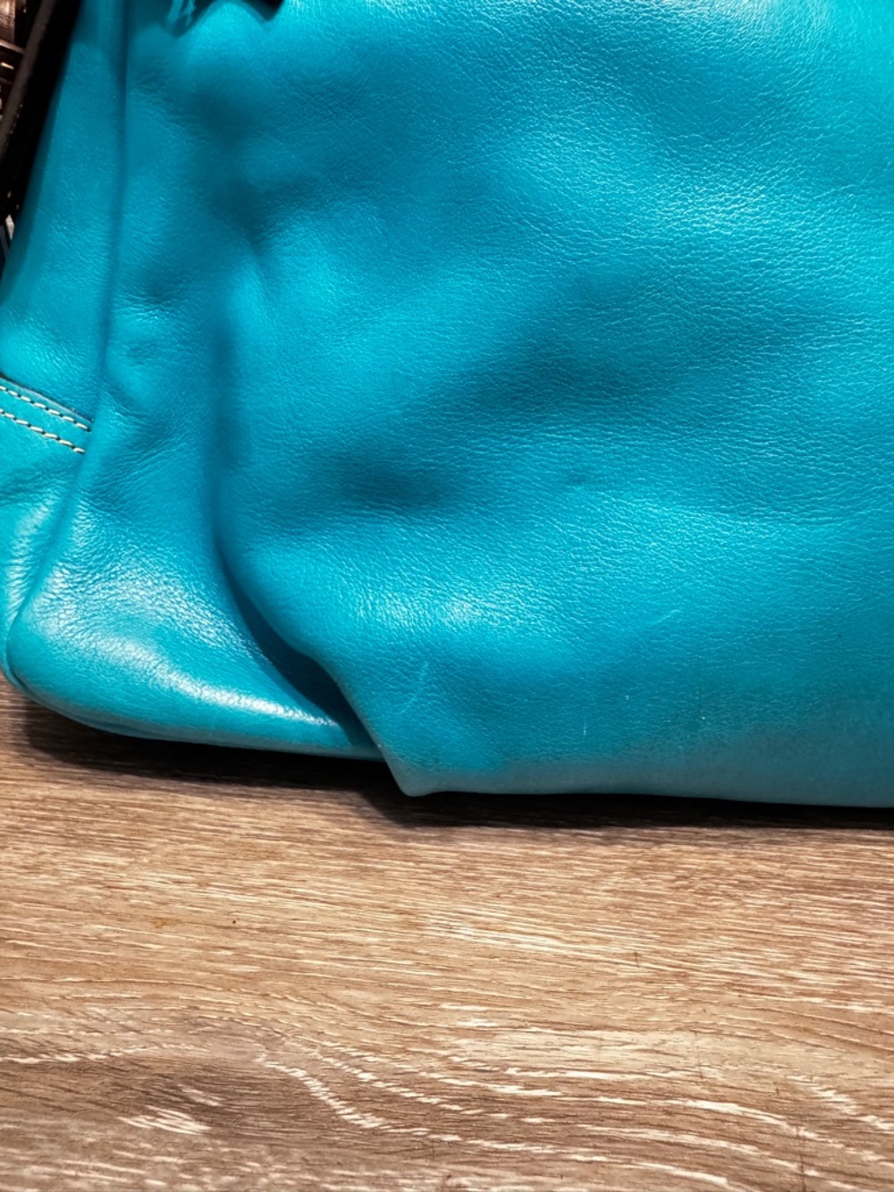 Dooney Florentine Toledo whipstitch hobo turquoise teal Shoulder bag tassels - Picture 7 of 16